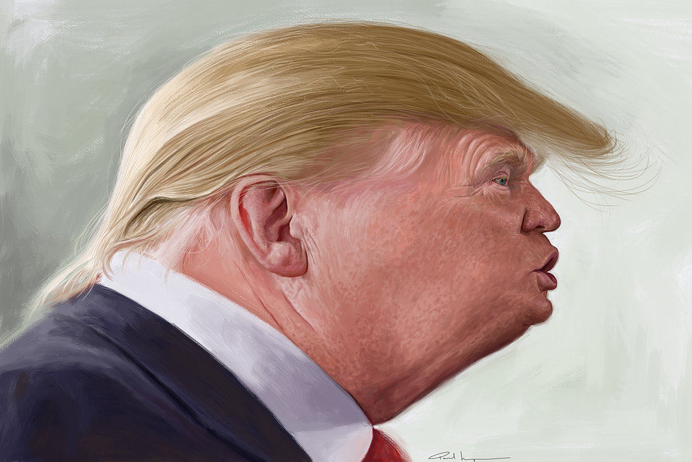 A caricature of Donald Trump