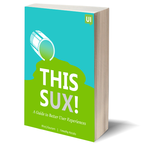 A photo of the cover of "This sux: A guide to better user experiences," published as part of the post "III UX Partnerships With Higher Education"