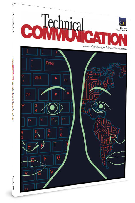The cover of the May 2017 cover of Technical Communication, published to: "Localizing User Experience: Strategies, Practices, and Techniques for Culturally Sensitive Design"